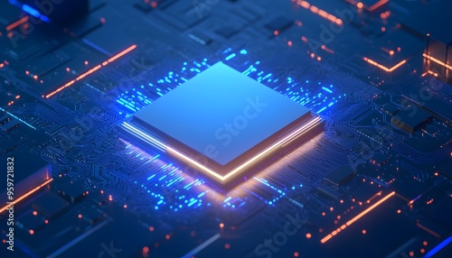 Illuminated Processor Chip on Circuit Board
