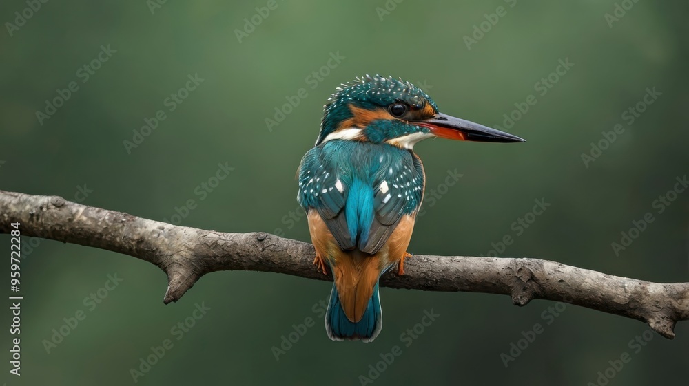 Fototapeta premium Transparent background kingfisher portrait, flying, sitting on branch