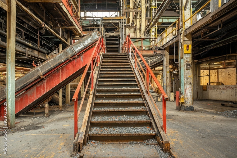 Rusty Metal Stairs in Abandoned Industrial Building Rusty Metal Stairs in Abandoned Industrial Building