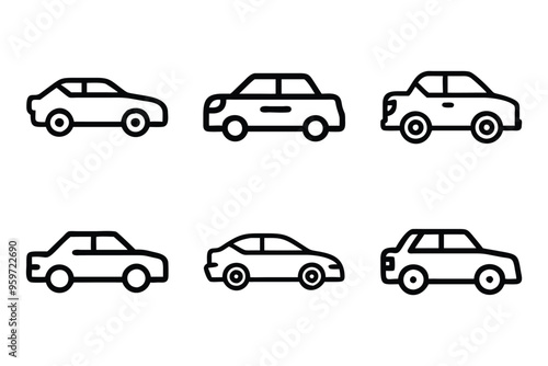Car icon bundle set in vector style