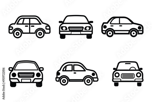 Car icon bundle set in vector style