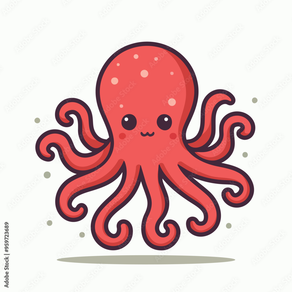 Adorable Cartoon Octopus Illustration in Minimalist Style Adorable Cartoon Octopus Illustration in Minimalist Style