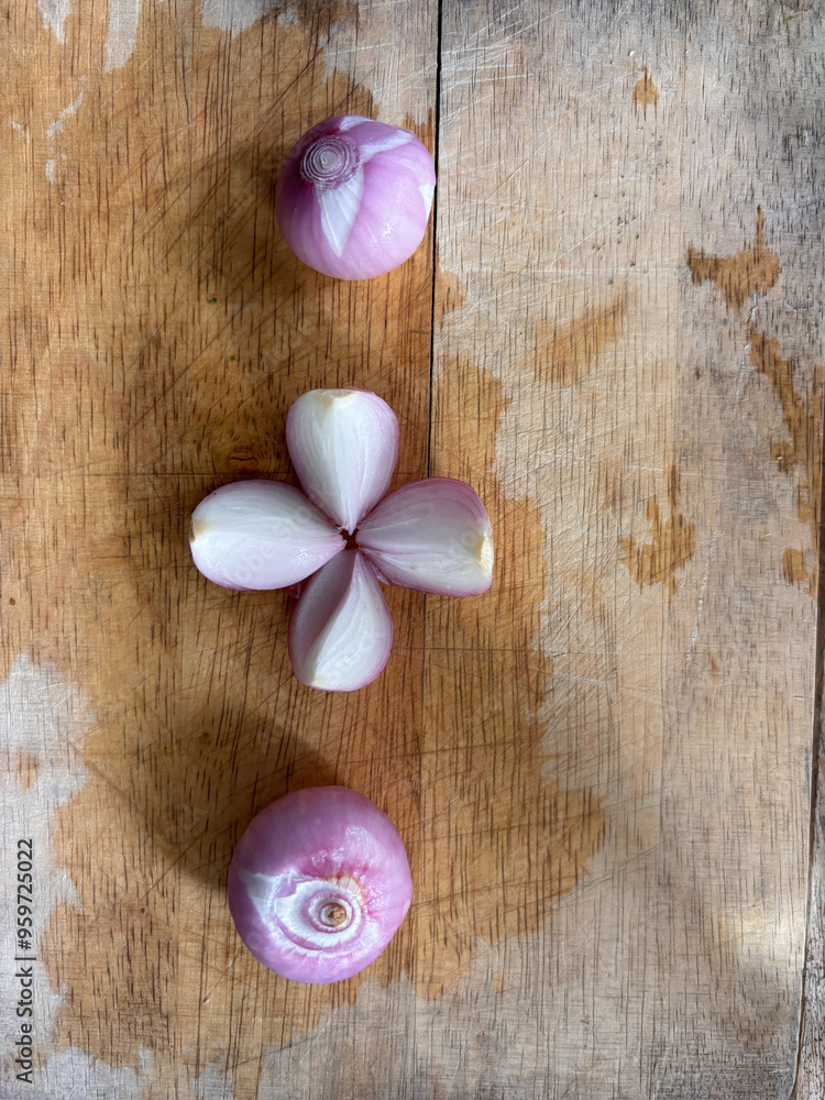 Fototapeta premium Allium oschaninii on wooden background