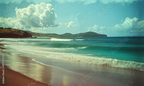 Serene Beachscape with Rolling Waves