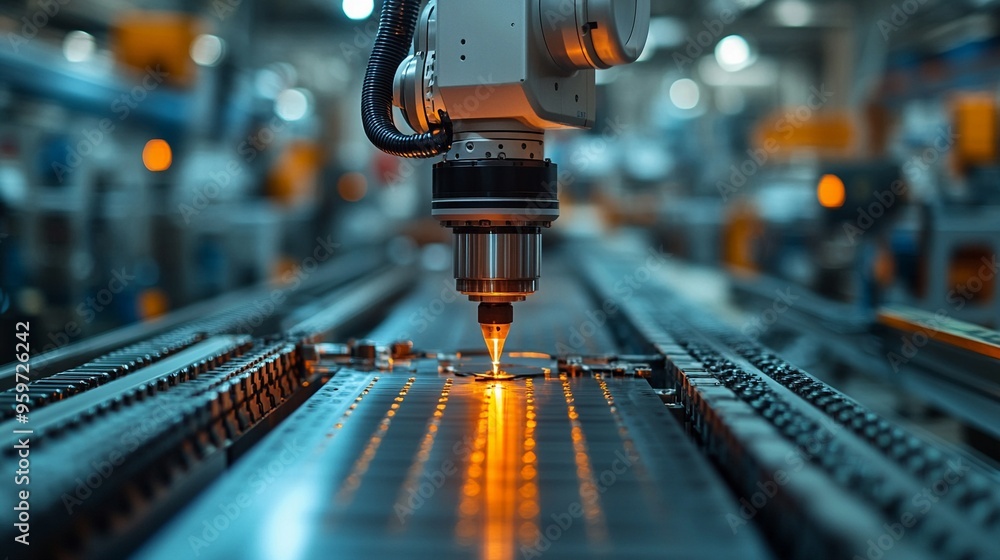 Precision in Motion: A robotic arm executes a welding task with pinpoint accuracy, showcasing the power of automation in a modern industrial setting. Precision in Motion: A robotic arm executes a welding task with pinpoint accuracy, showcasing the power of automation in a modern industrial setting.