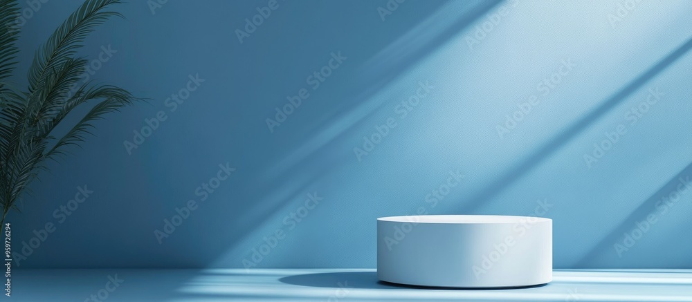 Blue podium background for product display Minimalist design 3D rendering Blue podium background for product display Minimalist design 3D rendering