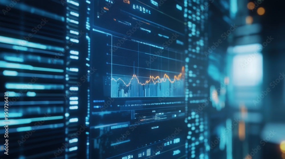 Naklejka premium Futuristic Data Visualization on High-Tech Screen