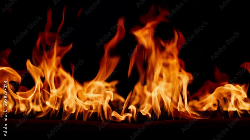 Beautiful dancing fire, burning flame. Tongues of orange flame. Bright burning flames on a black background. Fire in slow motion. Wall of Real fire, abstract background. Super slow motion video. Beautiful dancing fire, burning flame. Tongues of orange flame. Bright burning flames on a black background. Fire in slow motion. Wall of Real fire, abstract background. Super slow motion video.