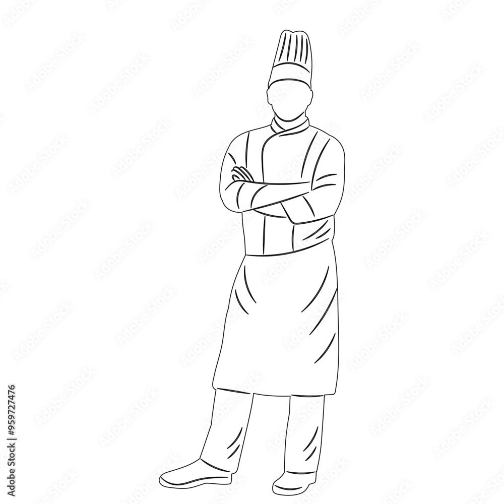 sketch cook, vector on white background sketch cook, vector on white background