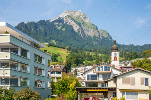 A small village in the Swiss Alps, Lucerne, Switzerland, 19 Aug 2022.