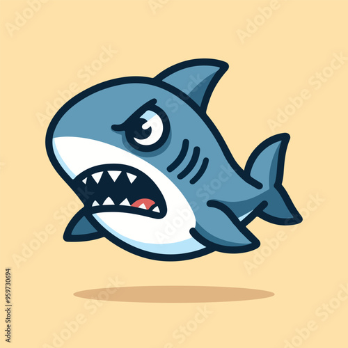 Mascot blue shark logo character cartoon vector illustration