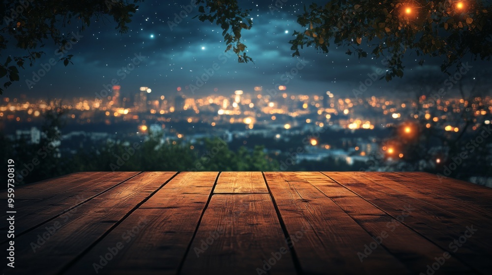 City Nightlights View from Wooden Deck City Nightlights View from Wooden Deck