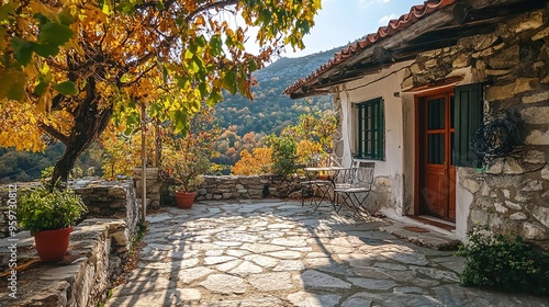 Fototapeta Naklejka Na Ścianę i Meble -  Traditional Greek mountain house