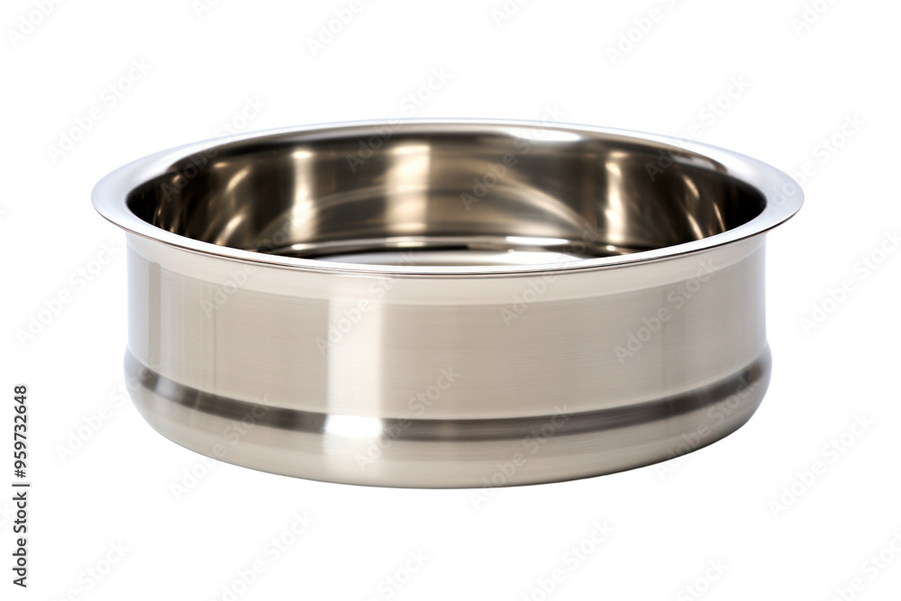A stainless steel pet food bowl with a lid to keep food fresh and prevent spills, isolated on a white background A stainless steel pet food bowl with a lid to keep food fresh and prevent spills, isolated on a white background