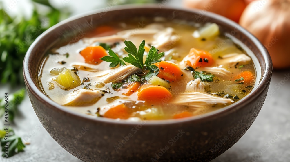 a bowl of chicken soup with vegetables, comfort food, warm and hearty, isolated on white background a bowl of chicken soup with vegetables, comfort food, warm and hearty, isolated on white background