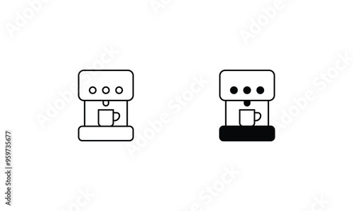 Coffee Maker icons set vector stock illustration