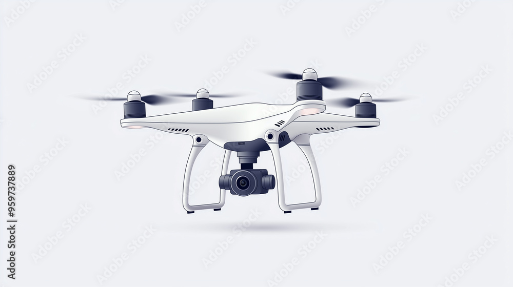 Drone Clipart with Visible Rotors and Camera Drone Clipart with Visible Rotors and Camera