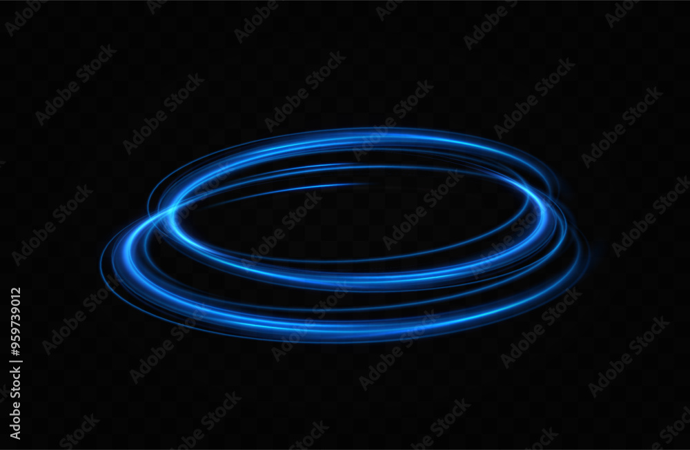 Blue neon ring. Glowing circle. Glow effect. Round light frame. abstract light lines of movement and speedAbstract light lines of movement and speed. light blue ellipse.	