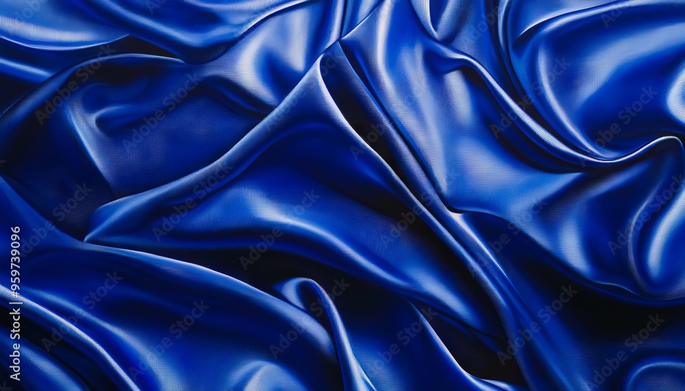 Obraz premium A close up shot of a blue satin fabric