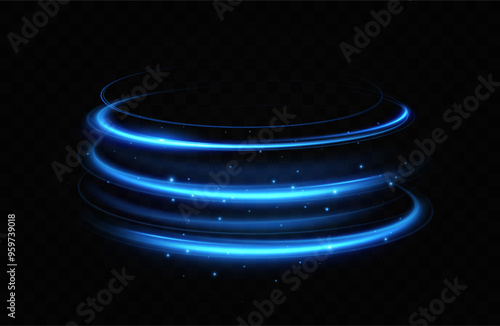 Blue neon ring. Glowing circle. Glow effect. Round light frame. abstract light lines of movement and speedAbstract light lines of movement and speed. light blue ellipse.	