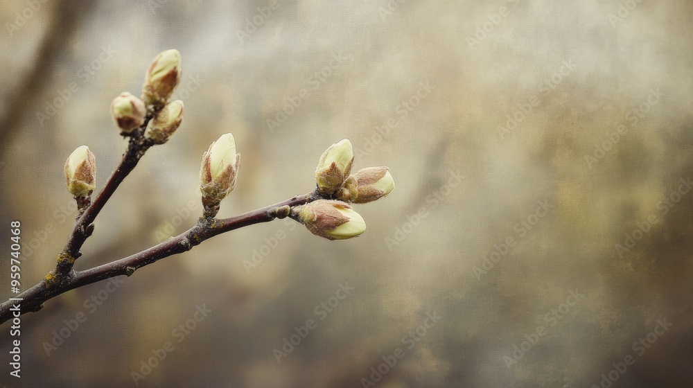Fresh Beginnings - New buds on tree branch symbolizing spring renewal with delicate textures and soft lighting Fresh Beginnings - New buds on tree branch symbolizing spring renewal with delicate textures and soft lighting