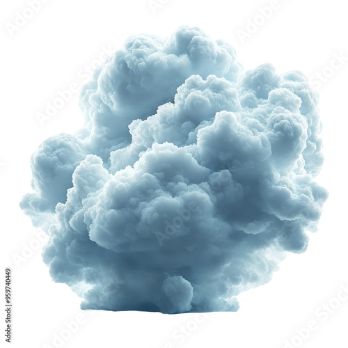 A fluffy cloud formation with soft edges, showcasing various shades of white and blue, perfect for atmospheric compositions.