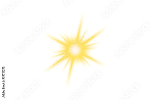 Quadro su tela Golden glowing starlight effect isolated on transparent background