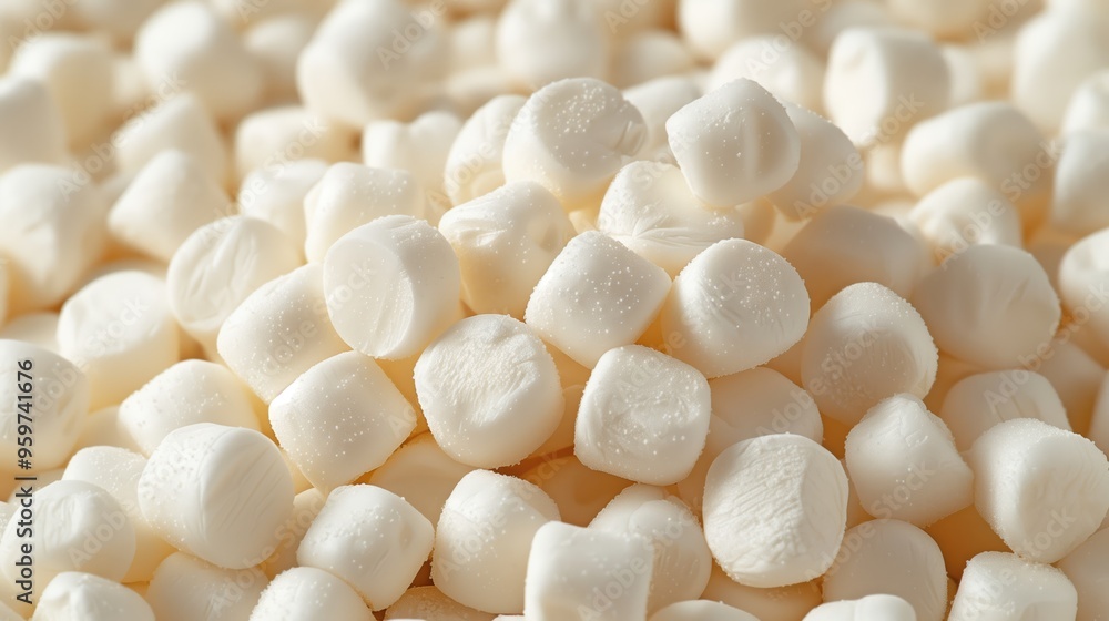 Mini marshmallows forming a sweet, fluffy background. Perfect for dessert lovers. White pile on elegant background Mini marshmallows forming a sweet, fluffy background. Perfect for dessert lovers. White pile on elegant background