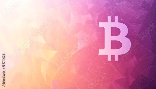 Bitcoin Symbol on Abstract Triangular Background photo