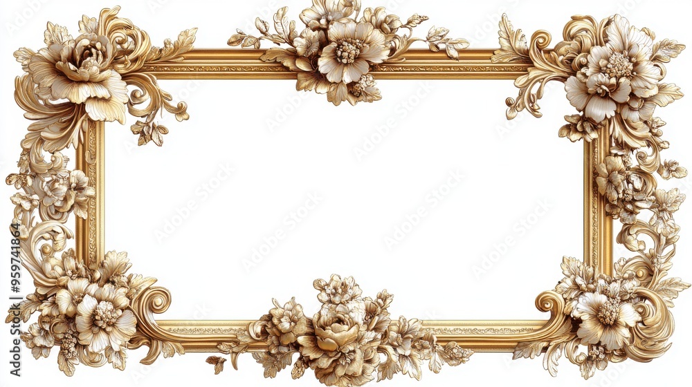 Rectangle gold frame with oriental-inspired patterns on classy background Rectangle gold frame with oriental-inspired patterns on classy background