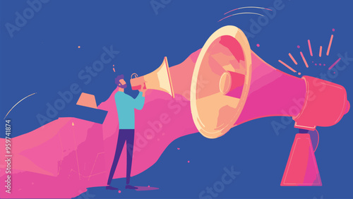 notification or announcement, Follow up customers on online business with big notification bell concept illustration