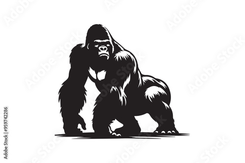 Gorilla  vector art and illustration photo