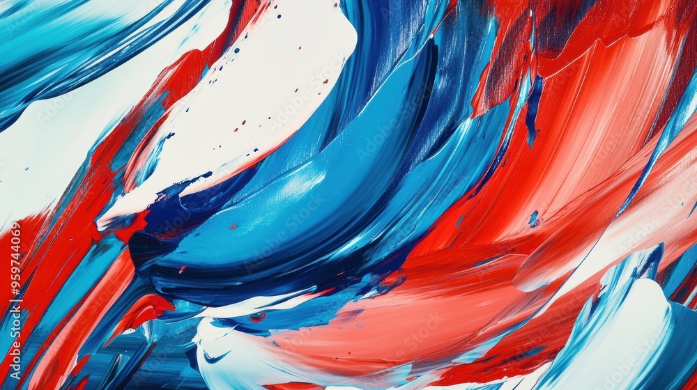 Abstract Colorful Brush Strokes in Red, Blue, and White - Vibrant Artistic Background Abstract Colorful Brush Strokes in Red, Blue, and White - Vibrant Artistic Background