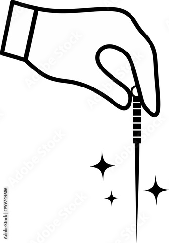 Acupuncture needle self healing magic icon vector. Perfect for logo or health education