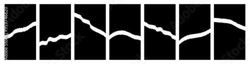 Set of torn black paper with ripped edges. Vector illustration.