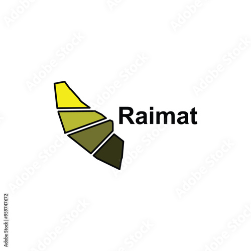 Simplified Map City of Raimat, geometric design with outline color style template photo