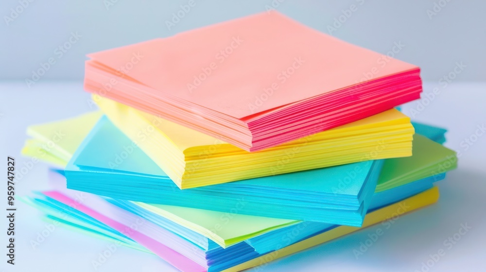 Stack of colorful sticky notes on a pure white background. Stack of colorful sticky notes on a pure white background.