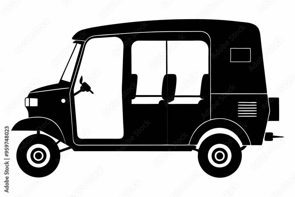 Auto Rickshaw silhouette vector, Classic auto rickshaw icon
Auto Rickshaw silhouette vector, Classic auto rickshaw icon