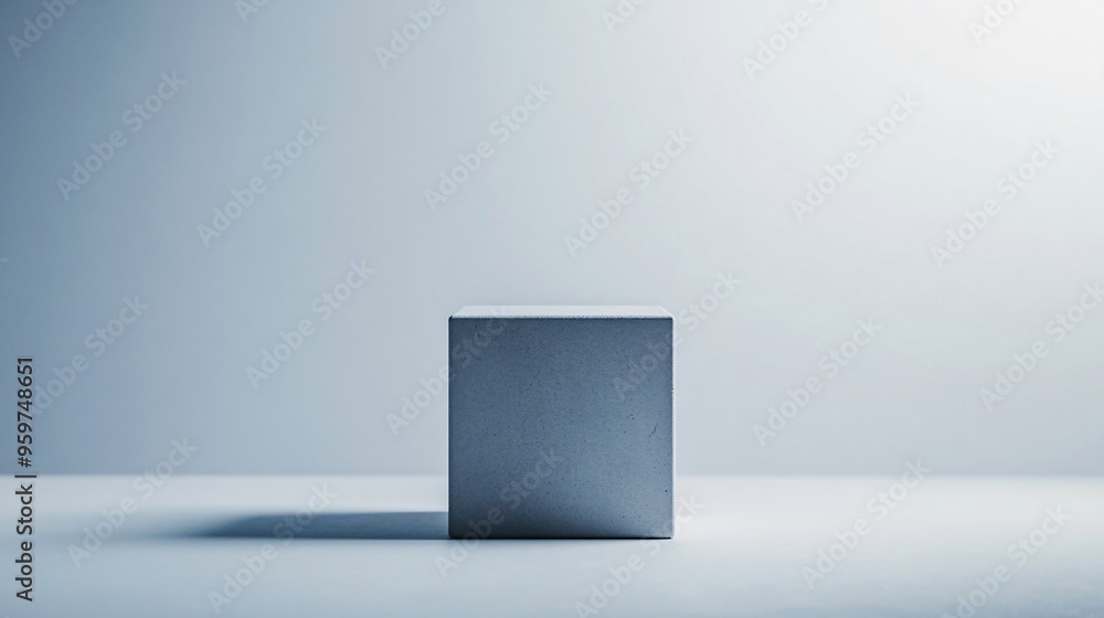Fototapeta premium Minimalist Gray Cube on Light Background
