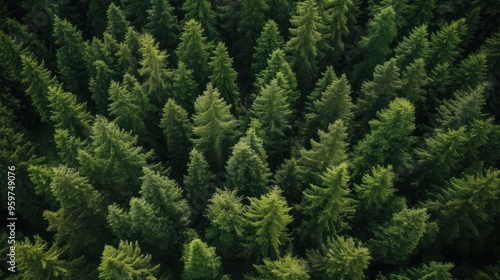 Wallpaper Mural Aerial View of a Lush Evergreen Forest Torontodigital.ca