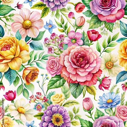 Bold Flowers Seamless Pattern with Bright Colors for Eye-Catching Designs. Flowers. Patterns. Seamless. Bold. Bright.