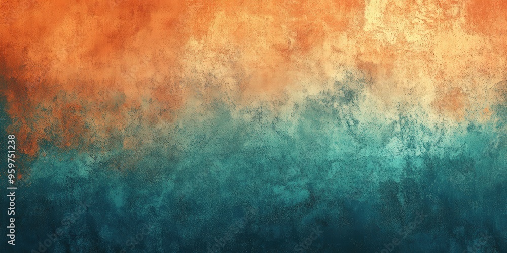 Abstract digital background featuring a rich textured gradient of vibrant orange blending into deep teal, creating a visually striking contrast perfect for contemporary design projects, modern art, an Abstract digital background featuring a rich textured gradient of vibrant orange blending into deep teal, creating a visually striking contrast perfect for contemporary design projects, modern art, an