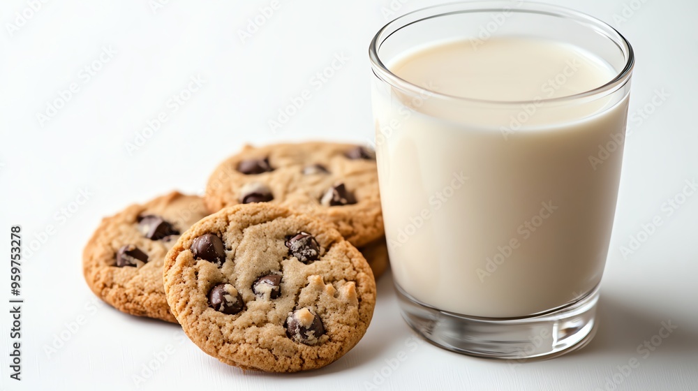 a glass of milk with cookies beside it, classic snack combination, bright and appetizing, isolated on white background a glass of milk with cookies beside it, classic snack combination, bright and appetizing, isolated on white background