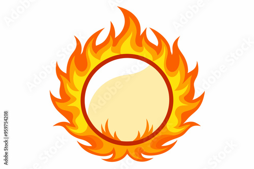 Circle Fire vector frame. burning circle flame frame vector illustration