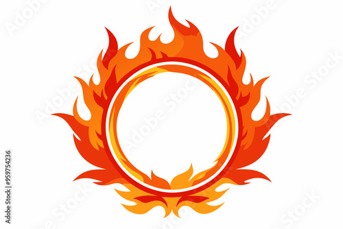 Circle Fire vector frame. burning circle flame frame vector illustration