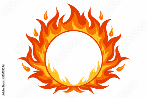 Circle Fire vector frame. burning circle flame frame vector illustration