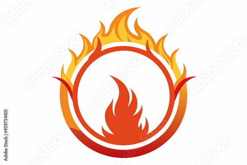 Circle Fire vector frame. burning circle flame frame vector illustration