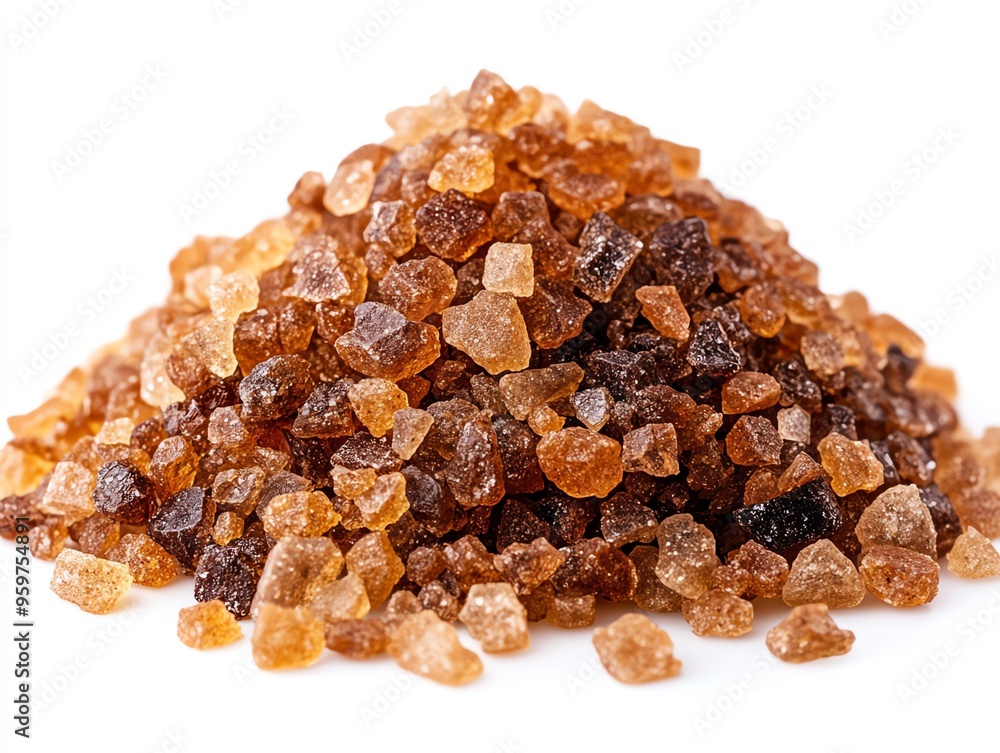 a pile of smoked salt, rich and earthy, textured and fragrant, isolated on white background