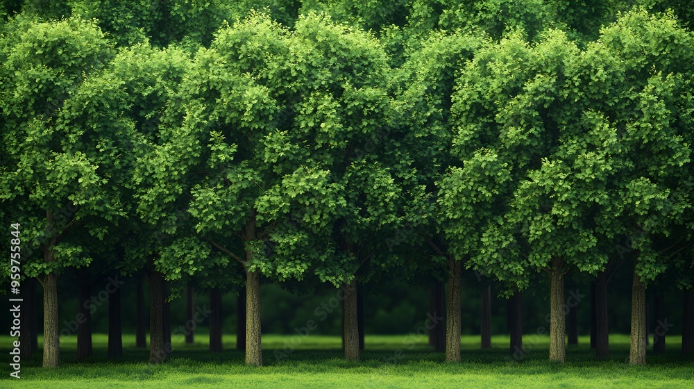 Lush green forest with dense canopy and sunlit tranquil pathway scene Lush green forest with dense canopy and sunlit tranquil pathway scene