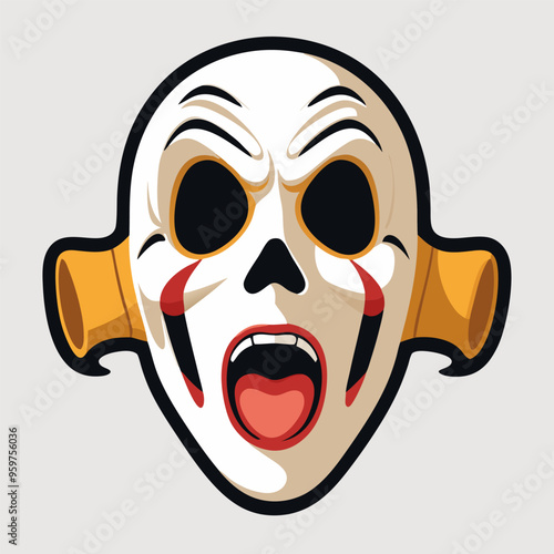 Screaming Skull Mask with Horns